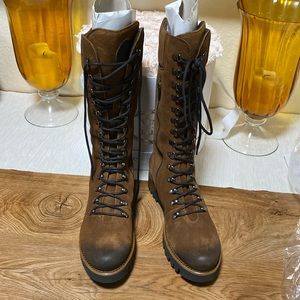 Brand new suede brown lace up boots